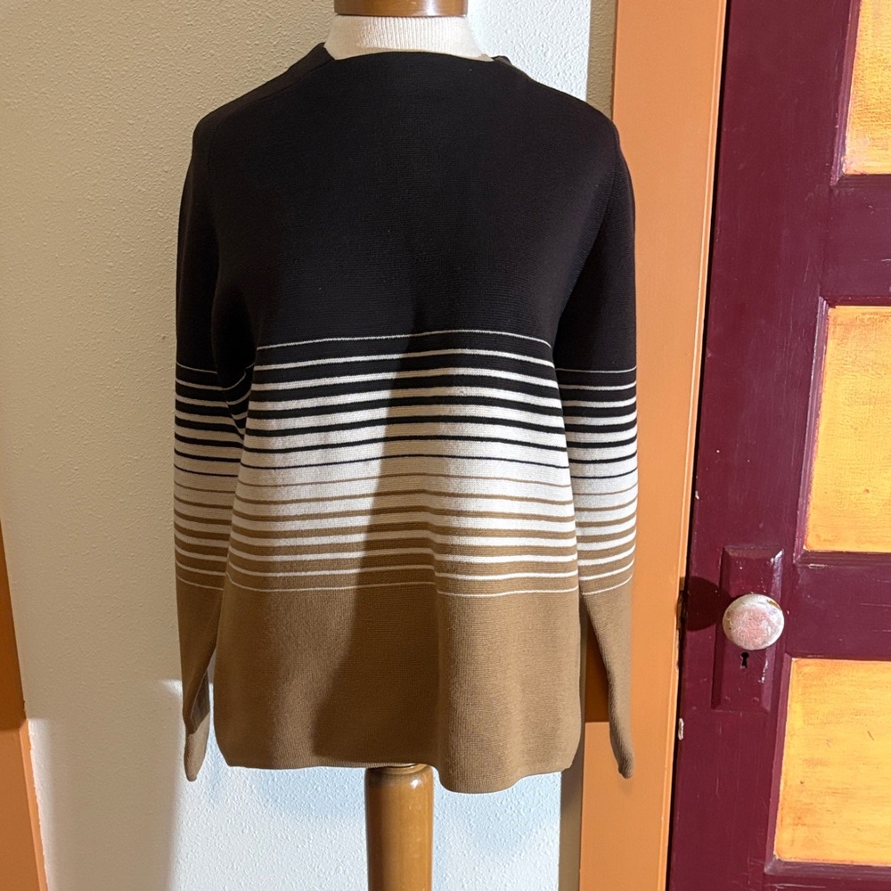 Vintage Wool Striped Black and Brown Sweater